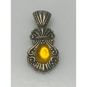 Gold Color Stone with Silver Tone Pendant
